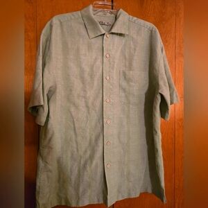 Men's Batek Bay Light Green Linen Short Sleeve Shirt XXL